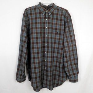 Ralph Lauren Blue Plaid Button Down Shirt Long Sleeve Classic Fit